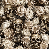 Baroque Moody Peonies And Mysterious Gothic Skulls Midnight Garden tapete