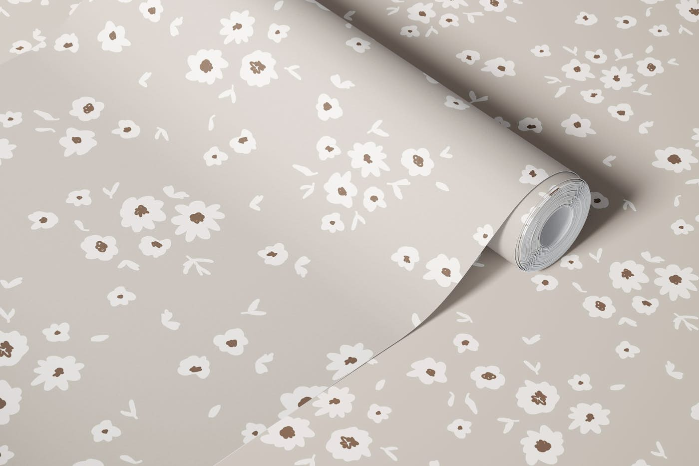 COTTAGE DAISY FLOWER BEIGE wallpaper roll