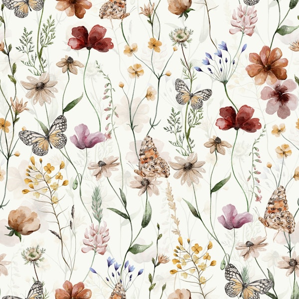 IKEBANA Wildflowers And Butterflies Meadow Pattern