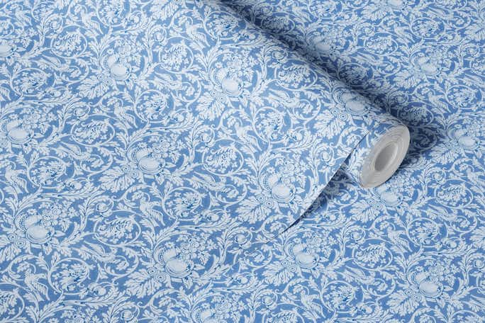 Blue Queen Anne Damask Patternwallpaper roll