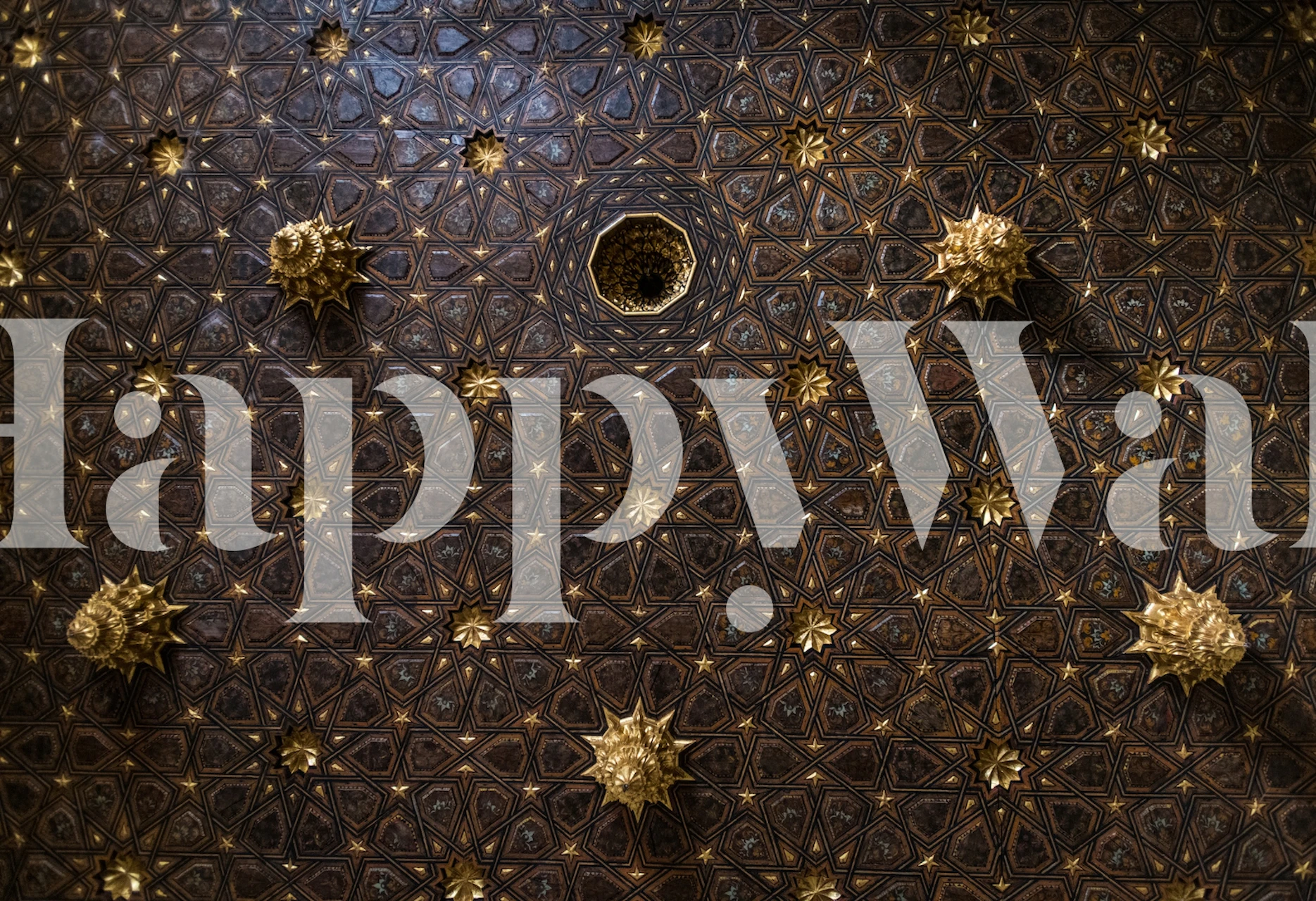 Geometric golden and brown pattern wall mural wallpaper