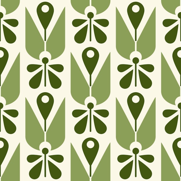 2581 - abstract flowers pattern, green