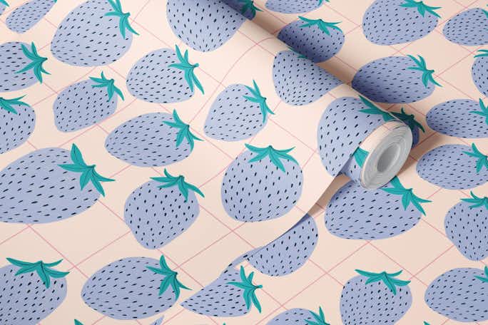 Blue strawberrieswallpaper roll