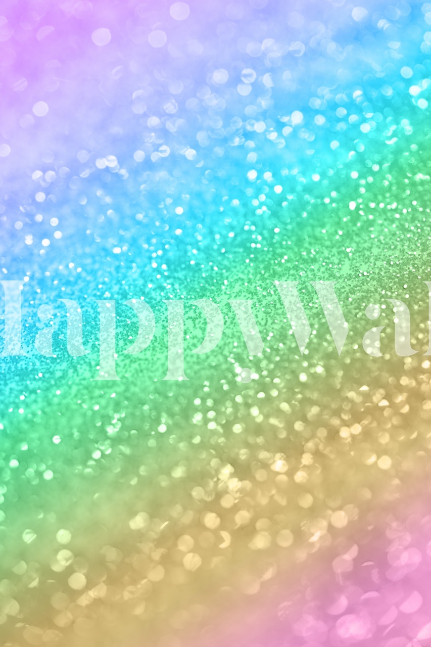 Rainbow Princess Glitter wallpaper in a room