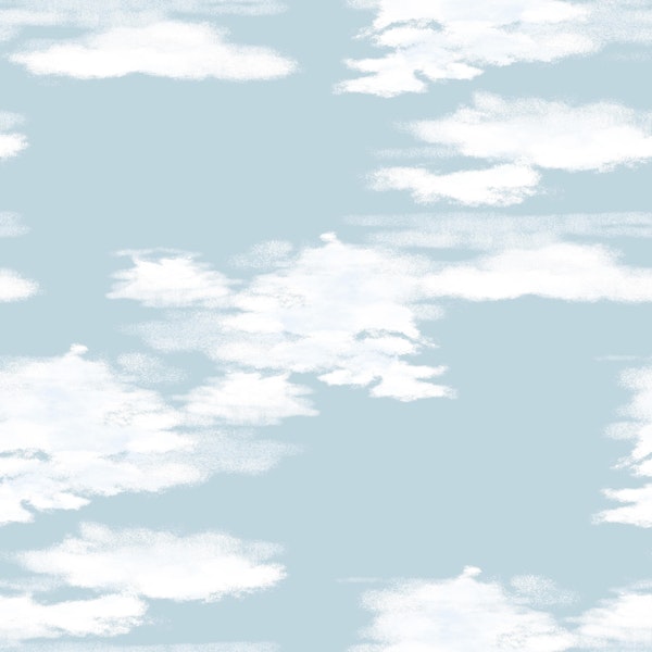 Painterly Sky Aqua Blue