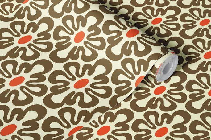 2625 A - abstract retro shapes patternwallpaper roll