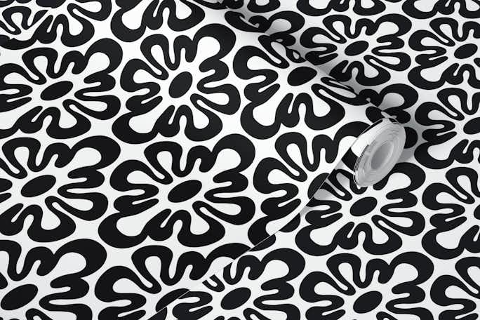 2625 D - abstract shapes pattern, black and whitewallpaper roll