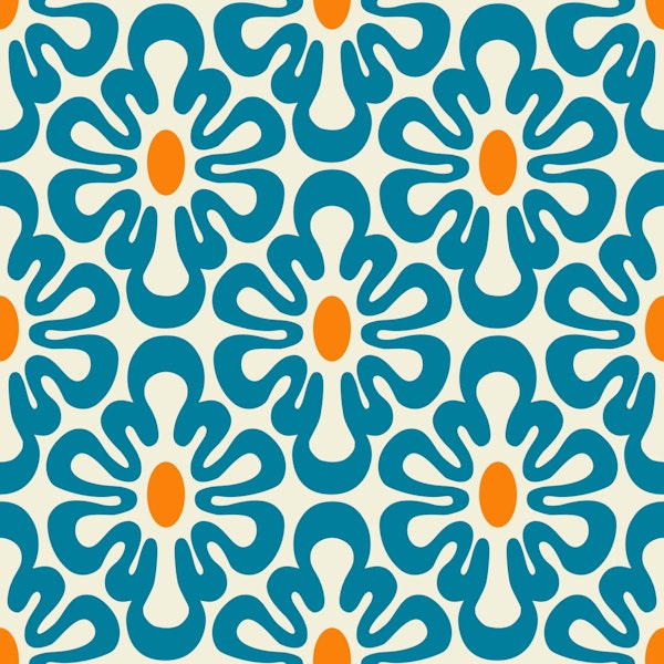 2625 E - abstract retro shapes, blue yellow