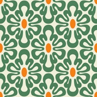 2625 G - abstract retro shapes pattern, green ταπετσαρία