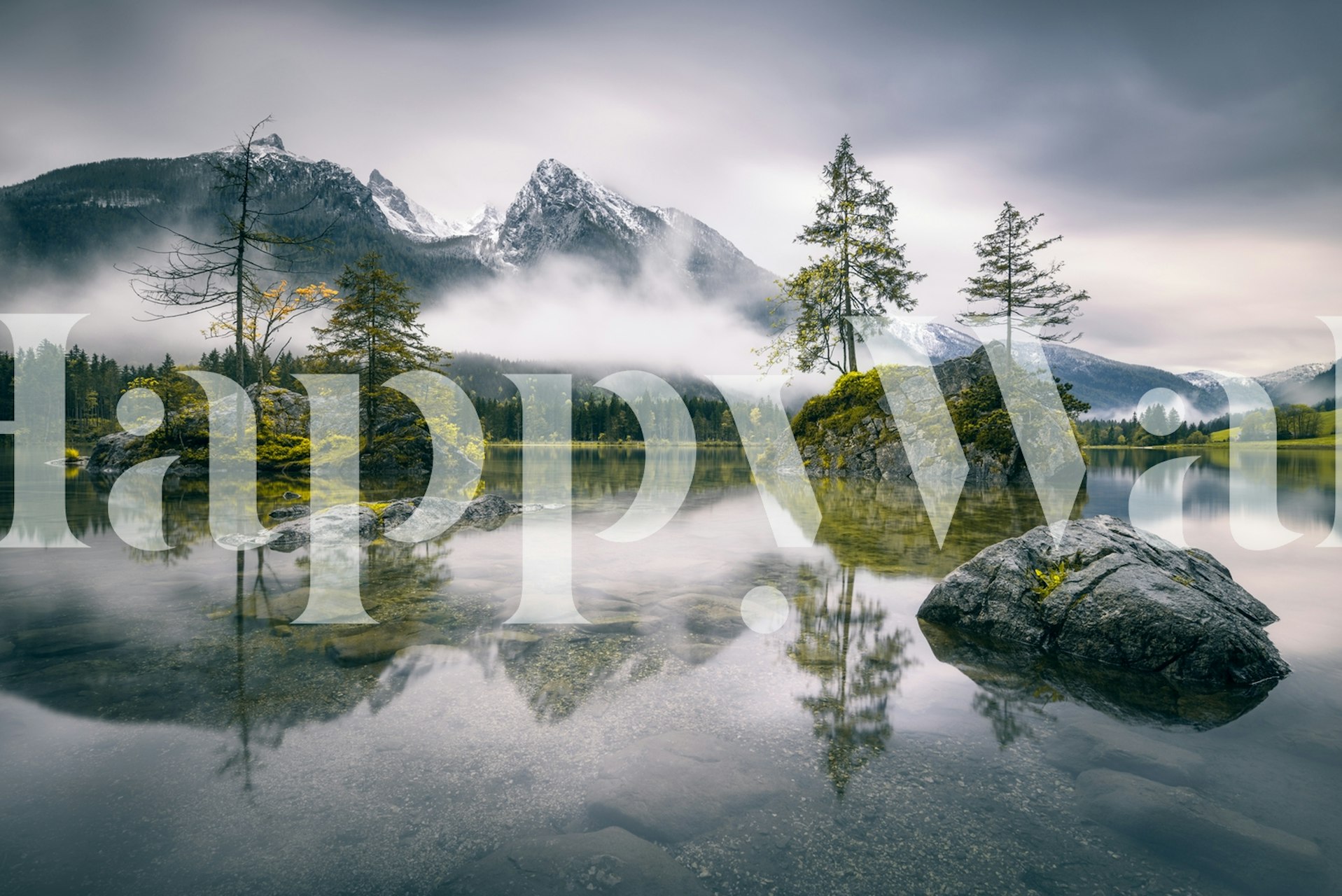 Regnig morgon landskap tapet för rumsdekoration