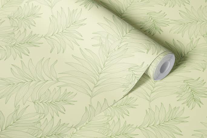 Leaf Line Light Greenwallpaper roll