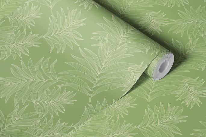 Leaf Line Green Backgroundwallpaper roll