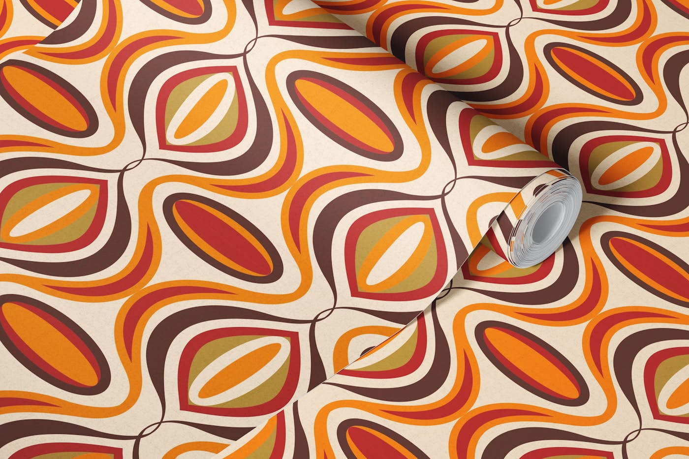 1970s Curvilinear Pattern wallpaper roll