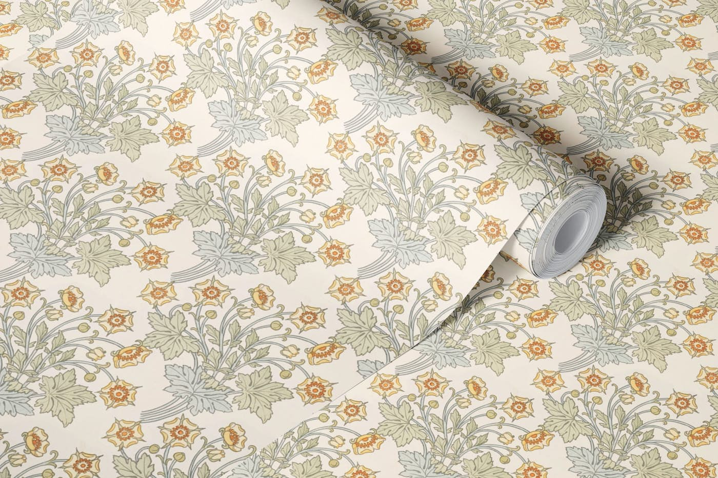 Neutrals Buttercup Damask Patterns- Art Nouveau - Maurice Pillard Verneuil wallpaper roll