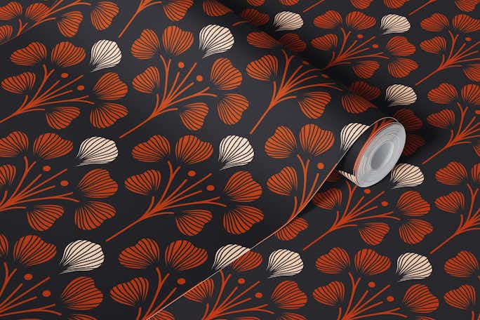 2674 F - floral pattern, black terracotta beigewallpaper roll