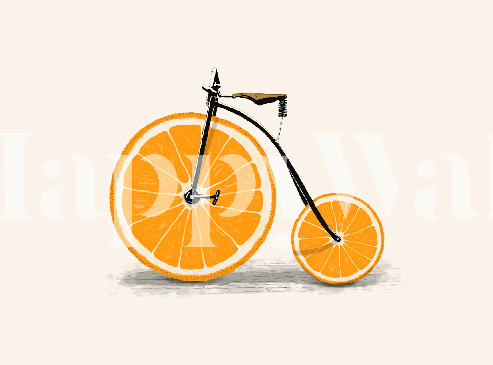 Bicikl s kotačima u narančastim kriškama
