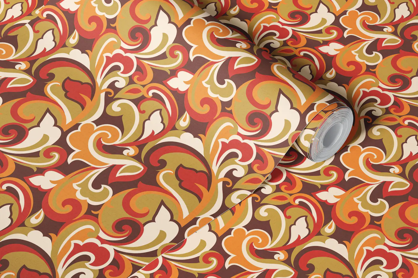 70s Ornate Swirls wallpaper roll