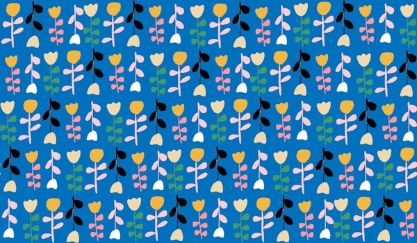 Colorful Tulips on Blue