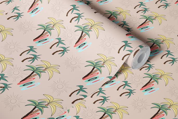 Retro Palm Surf Vibes 1wallpaper roll