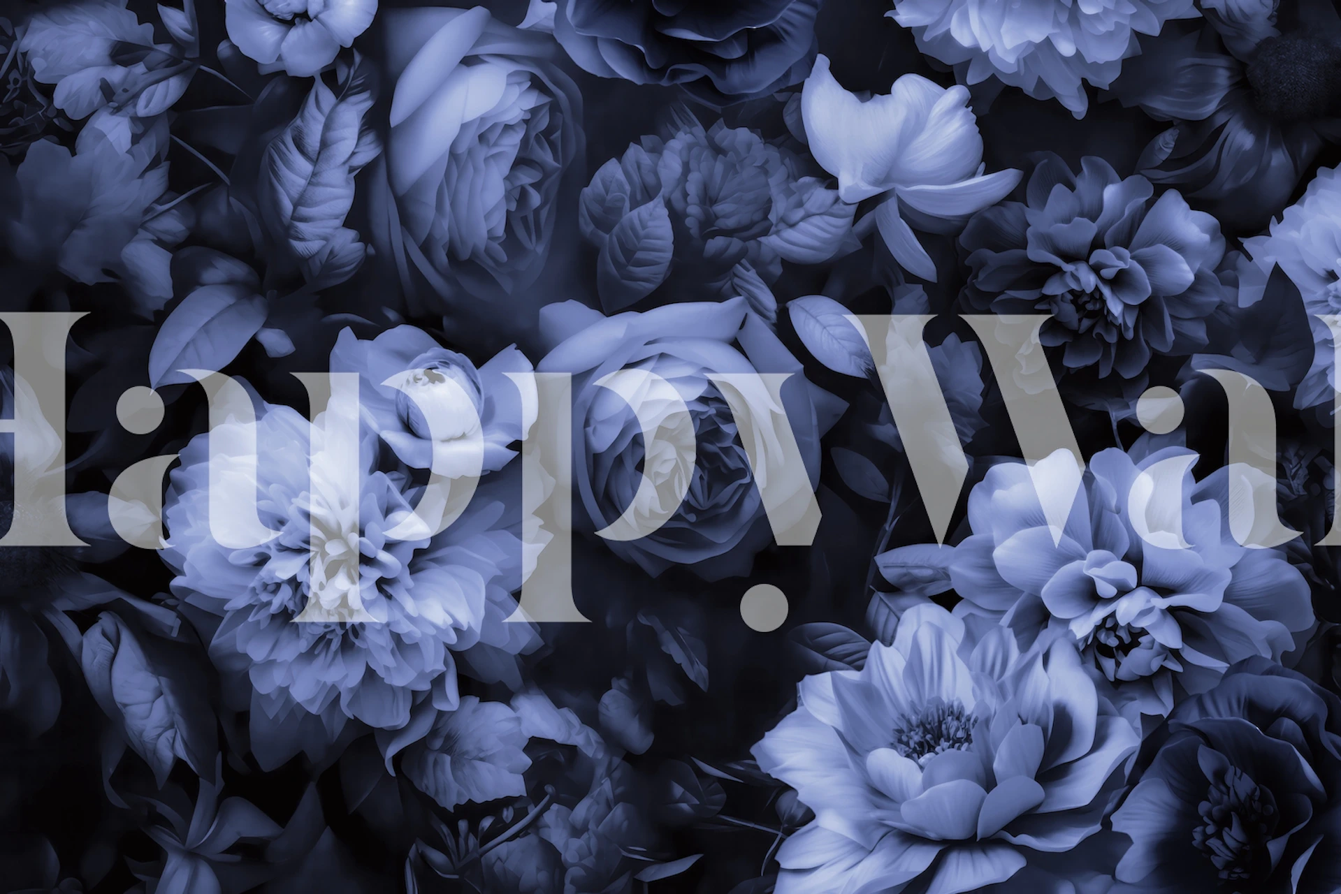 Midnight blue baroque flower wallpaper