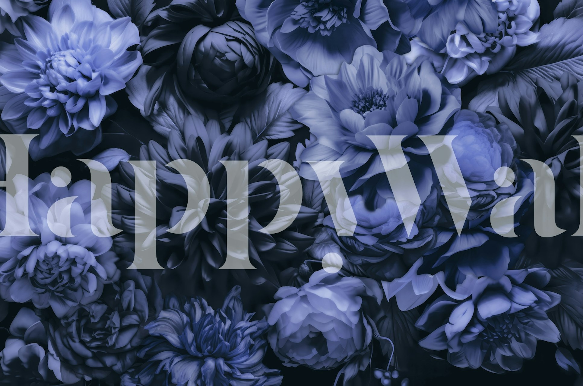 Dark blue floral wallpaper in a room