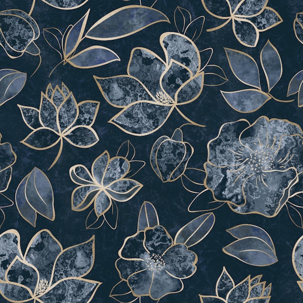 Flower Pattern Turquoise And Gold