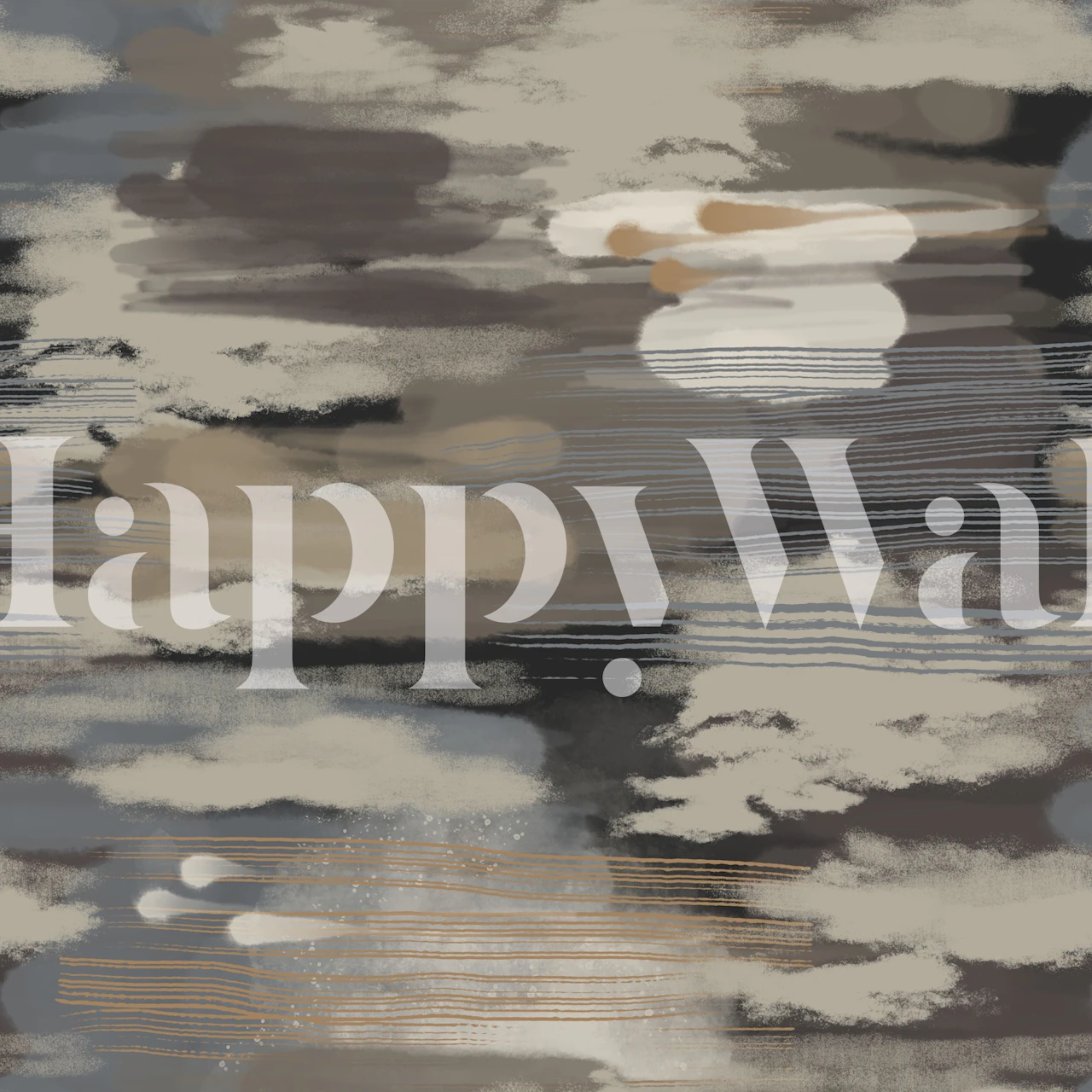 Abstract cloud pattern in warm neutrals, beige and gray wallpaper
