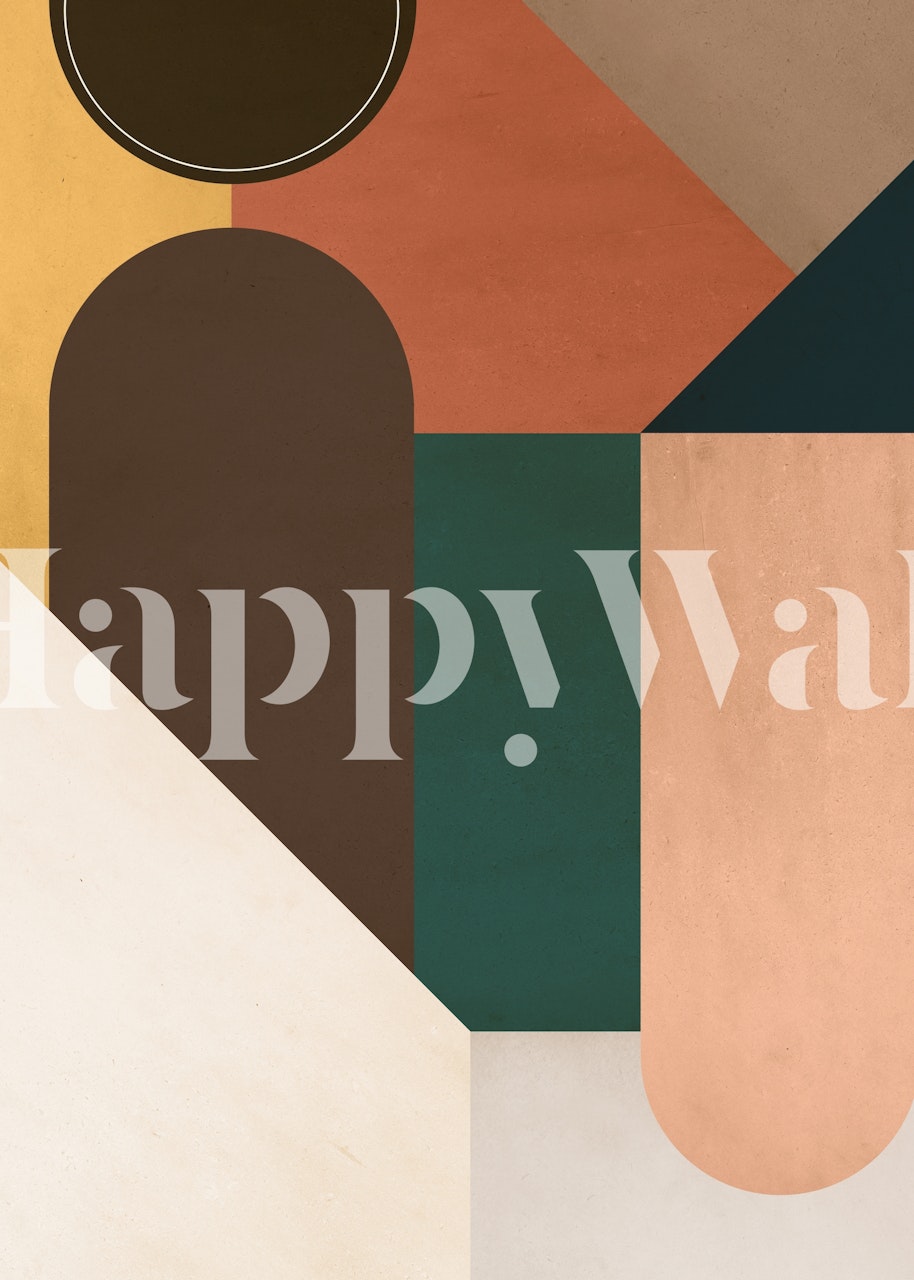 Geometric color block wallpaper with earthy tones and shapes