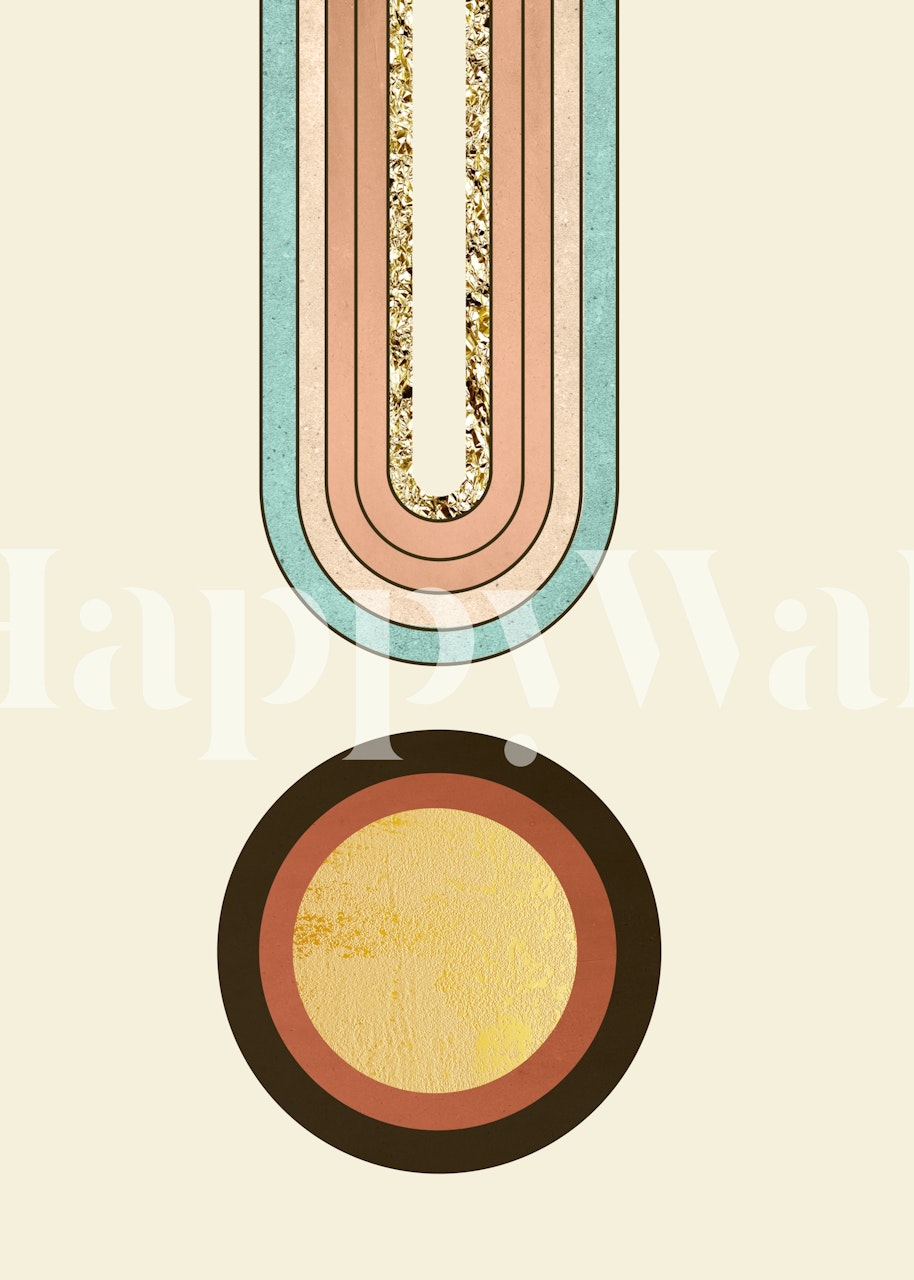 Retro geometric wallpaper in warm colors with rounded shapes