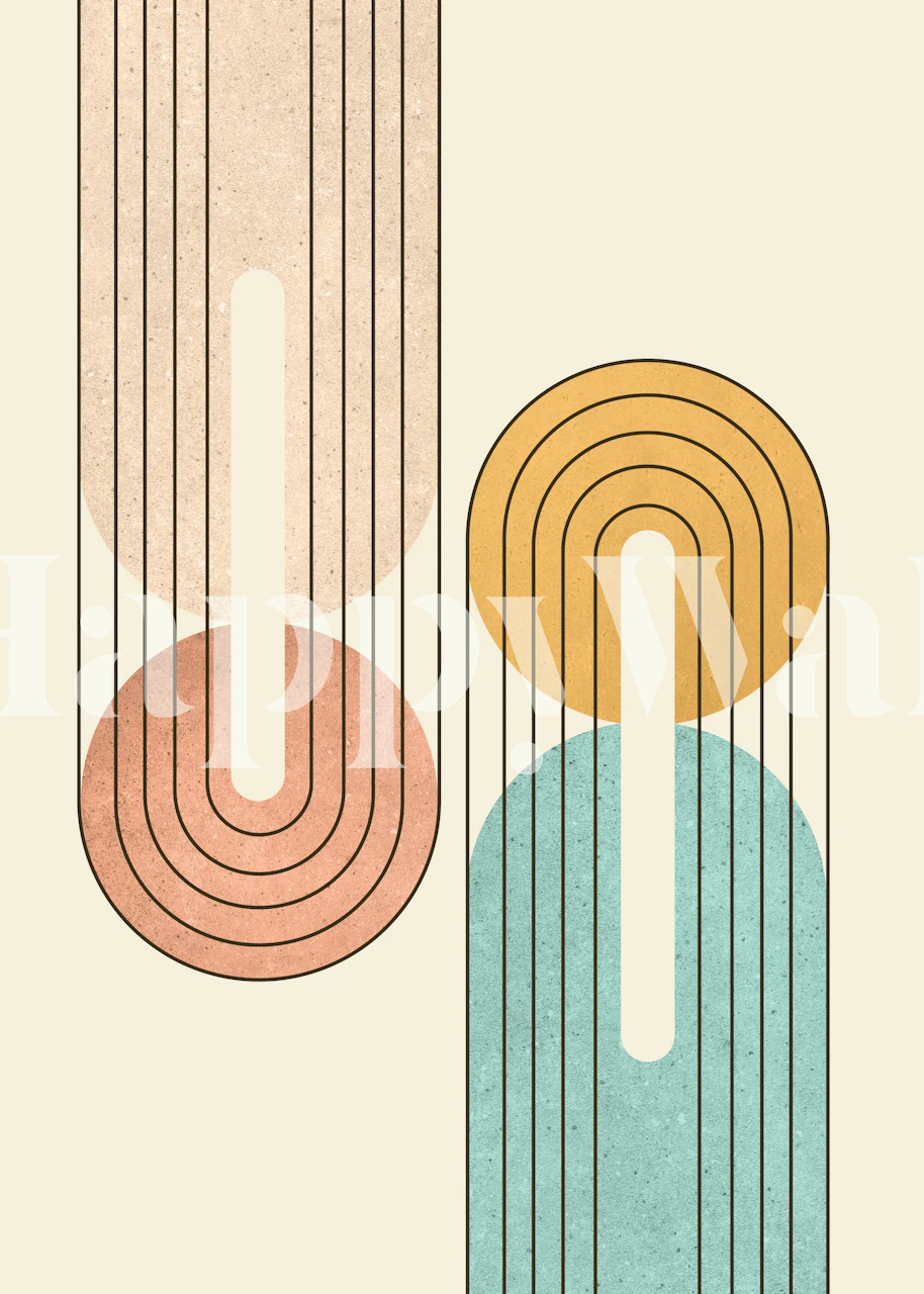 Abstract wallpaper with circles and lines in pastel colors