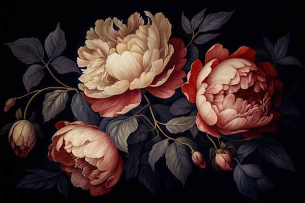 Gothic Moody Baroque Opulent Peonies Flowers