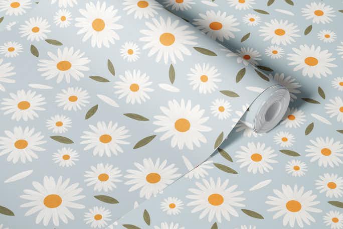Chamomile flowers patternwallpaper roll