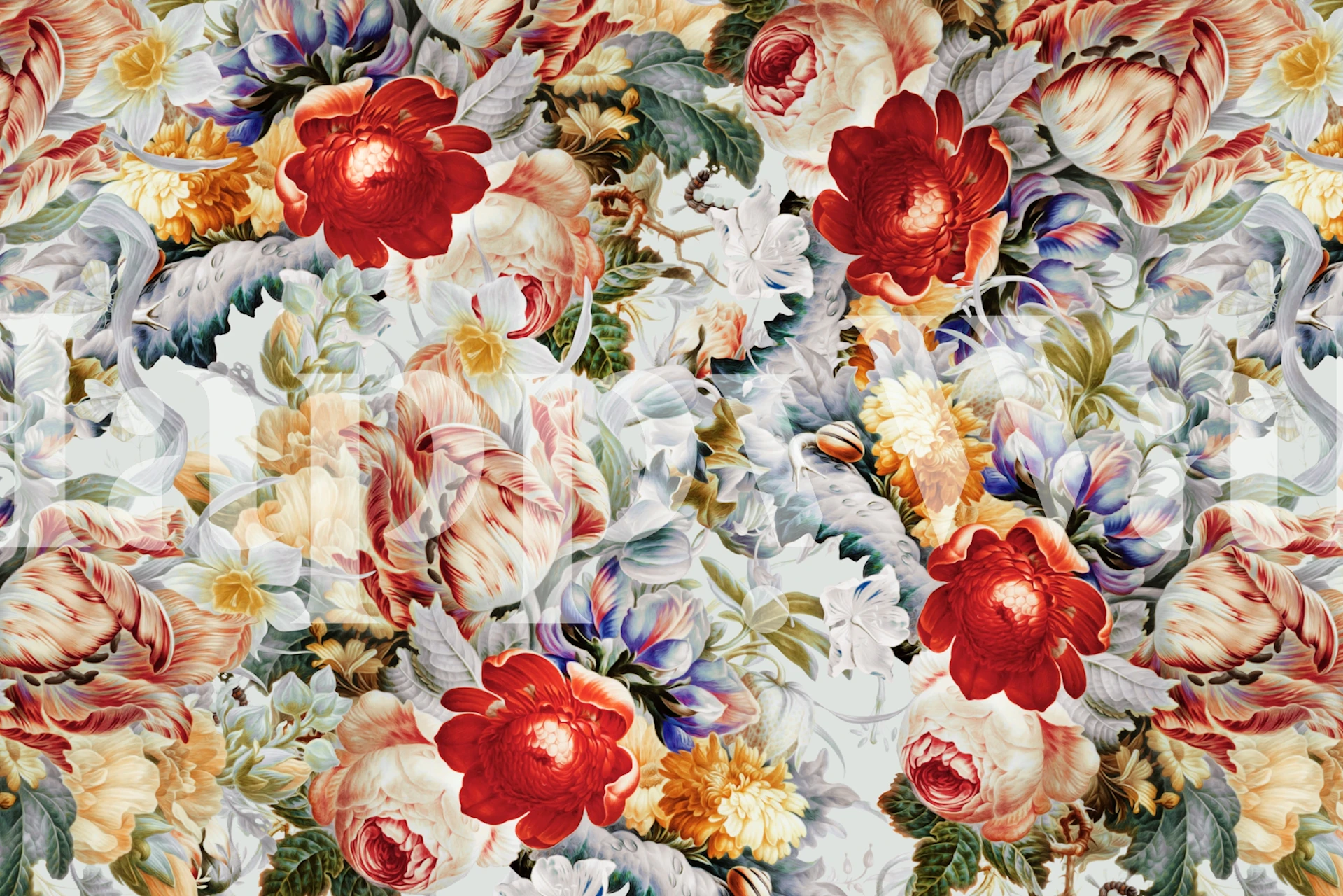 Glowing Florals-Summer diseño de papel tapiz en una habitación