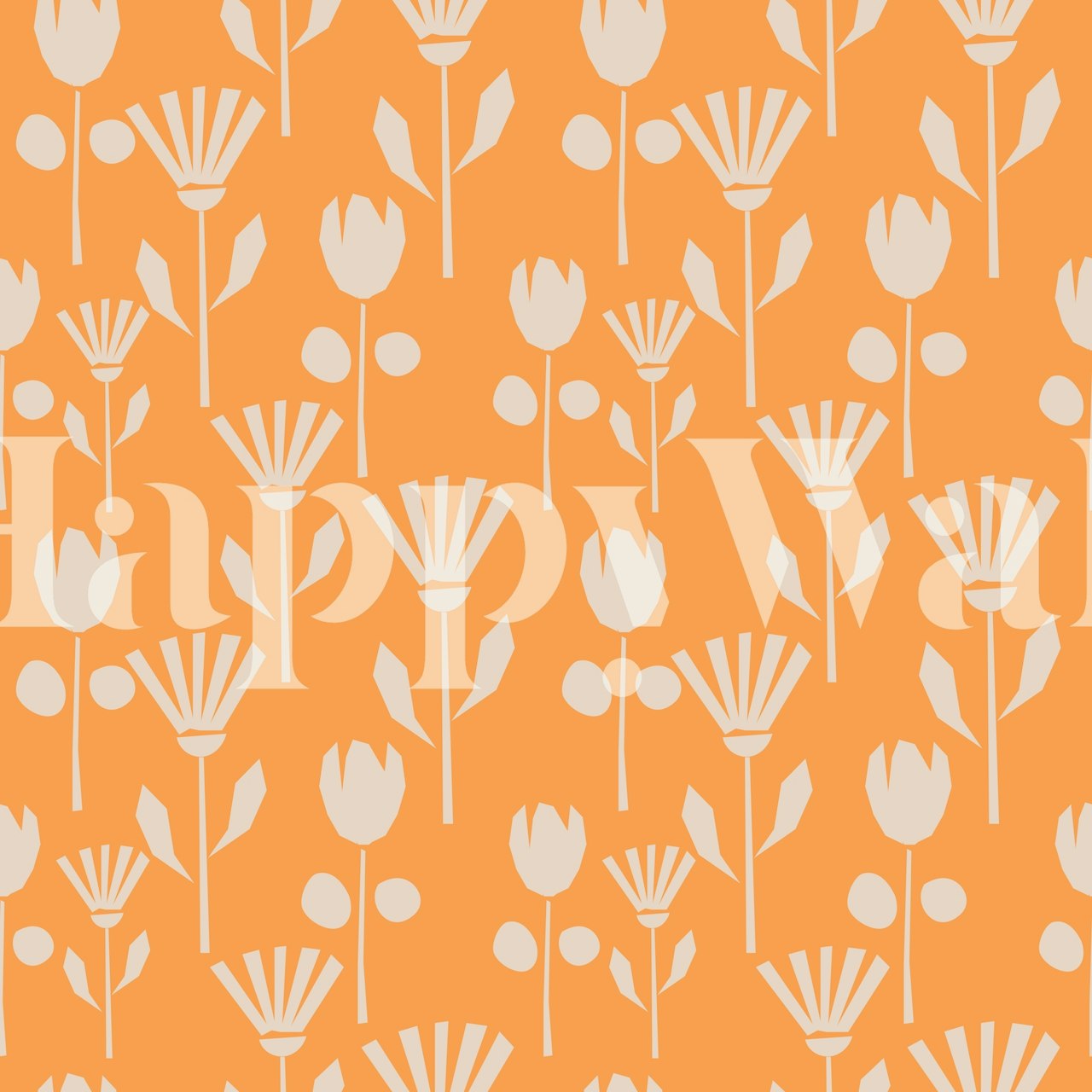 Woodcut blooms floral wallpaper in a room