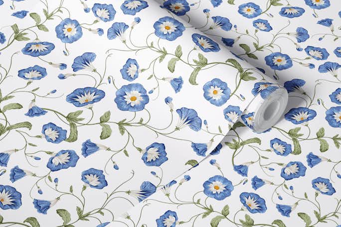 Enchanting Tendril Blue Flowerswallpaper roll