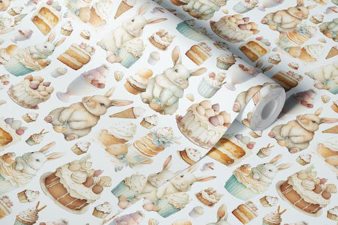 Cute Little Bunnies And Sweetswallpaper roll