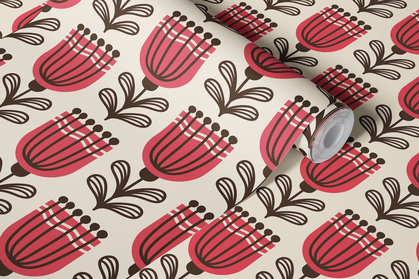 2685 A - Scandinavian retro flowers pattern wallpaper roll