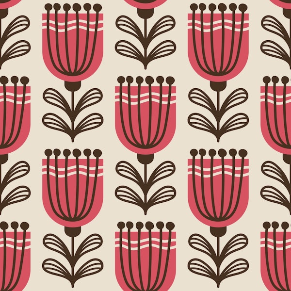 2685 A - Scandinavian retro flowers pattern