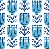 2685 C - Scandinavian blue flowers pattern ταπετσαρία