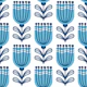 2685 C - Scandinavian blue flowers pattern