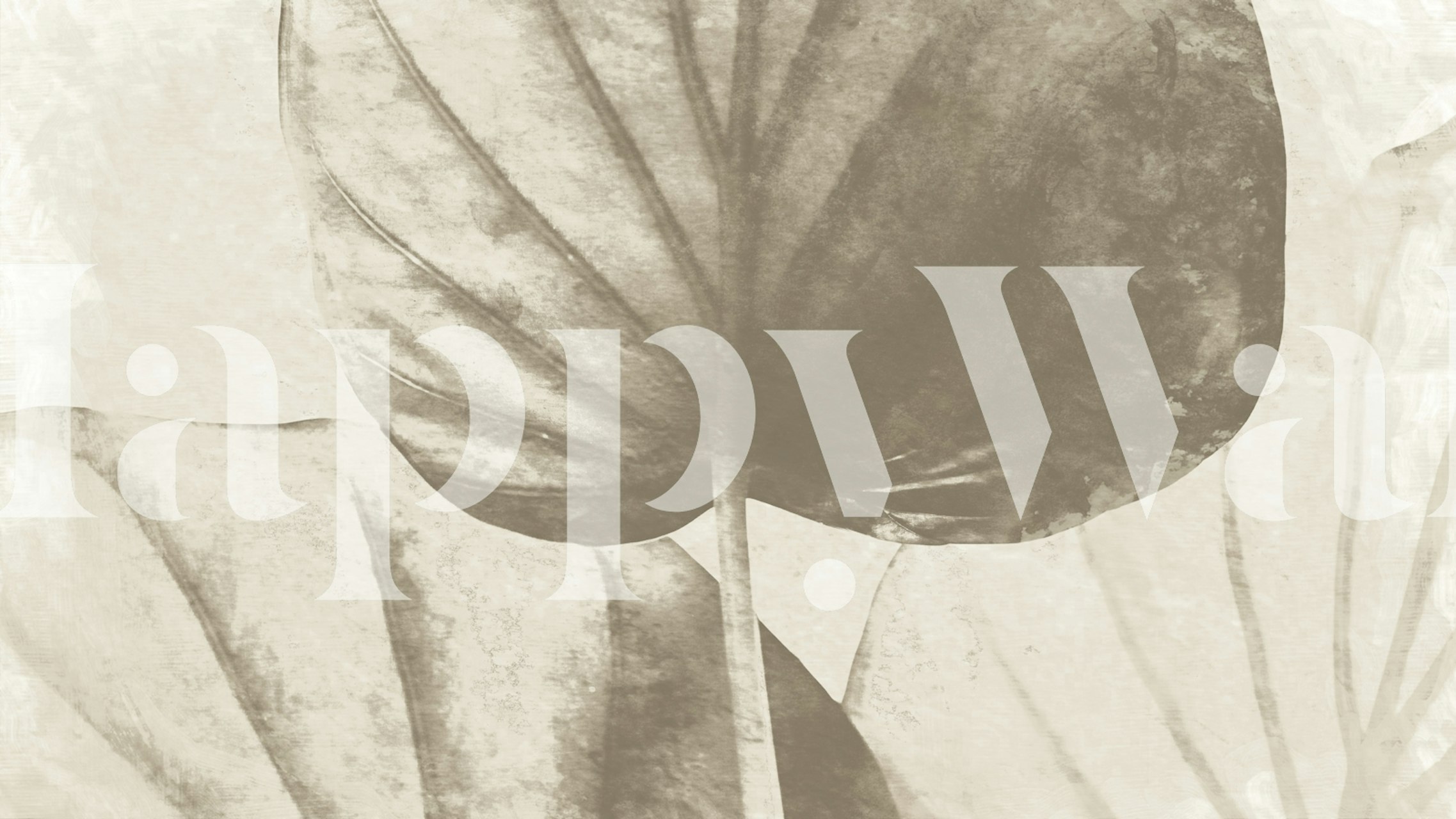 Neutral Japandi Leaf wallpaper displayed in a room