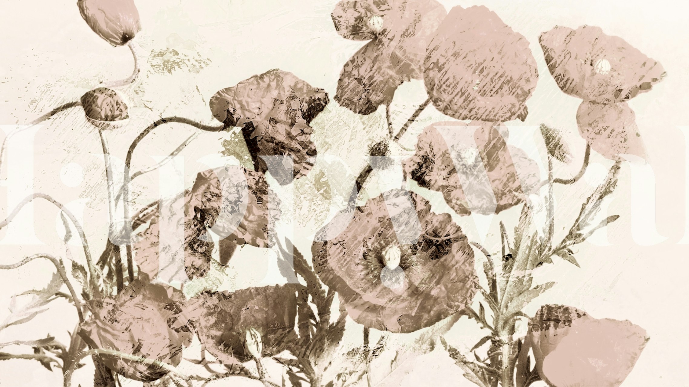 Tapeta Soft Retro Floral v pokoji