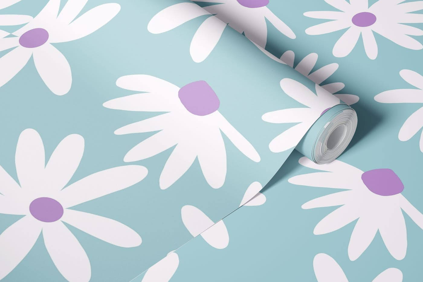 Retro Summer Daisies Pattern 2 wallpaper roll