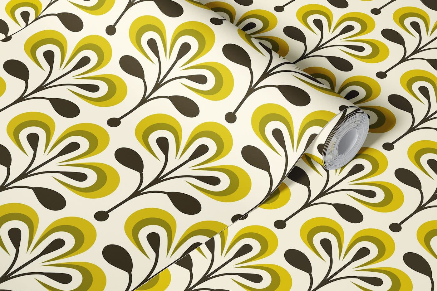 2686 F - retro floral pattern wallpaper roll