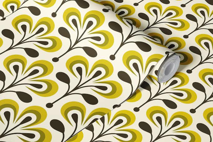 2686 F - retro floral patternwallpaper roll