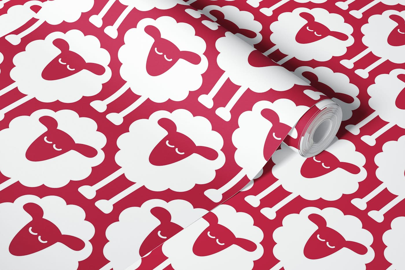 2693 C - red sheep pattern wallpaper roll