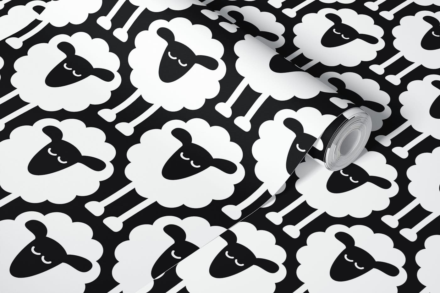 2693 D - black and white sheep pattern wallpaper roll