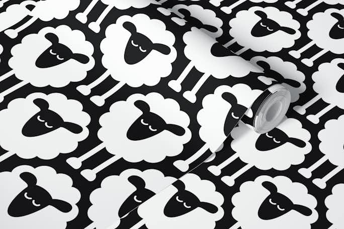 2693 D - black and white sheep patternwallpaper roll