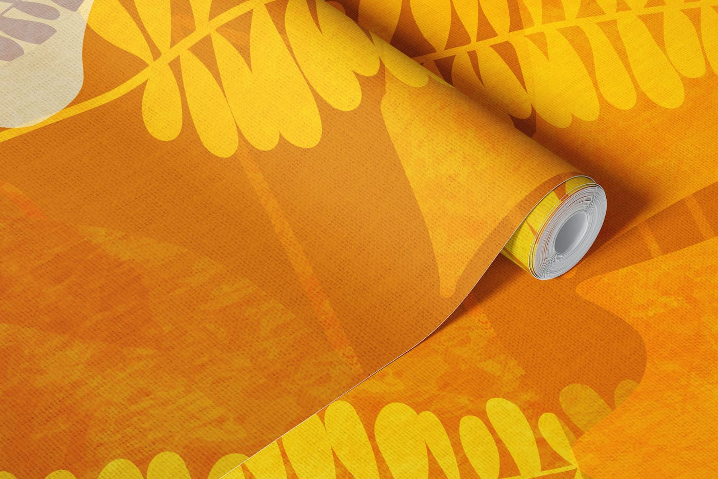 leaves fall curry orange wallpaper roll