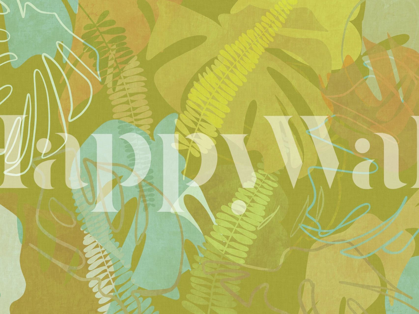 Lush green leaves pattern wall mural for interior decoration